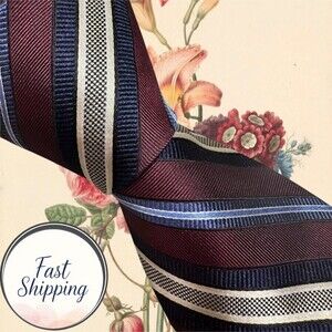PAUL FREDRICK Silk Tie Necktie Black/Brown/Gray/Blue Striped Necktie